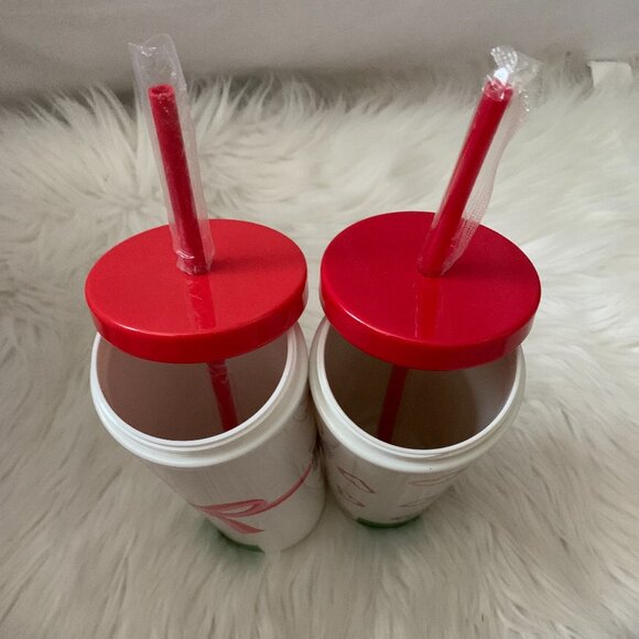 KATE SPADE Candy Bow & Brushstroke Hearts 24 oz Insulated Tumbler SET of 2